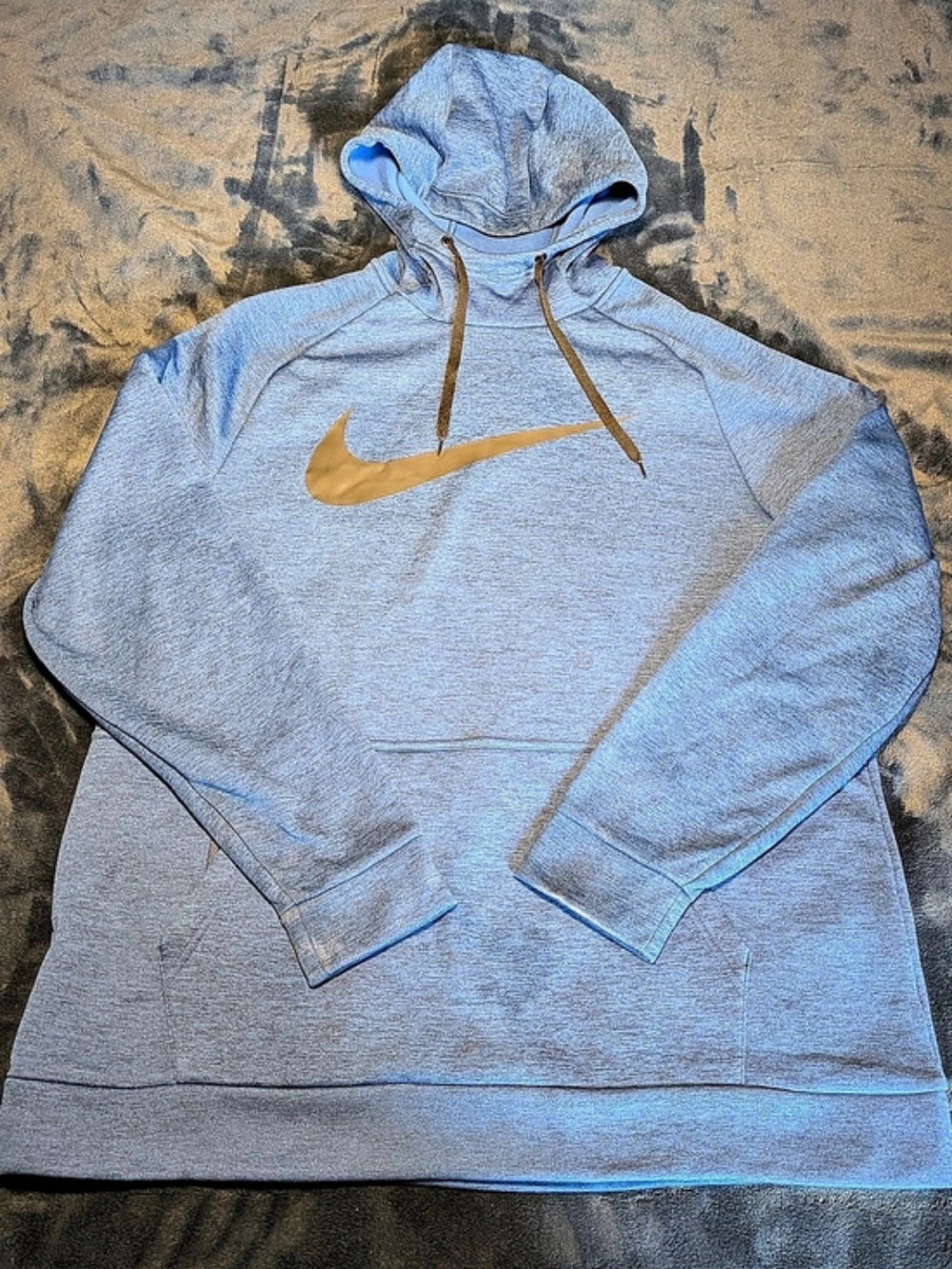 Nike Therma-FIT Pullover Fleece Hoodie Gray & Gold XL